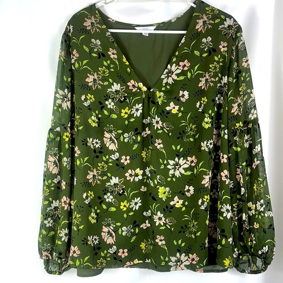 Time and Tru balloon sleeve flowy chiffon romantic blouse Sz XL (16-18) - Picture 4 of 12